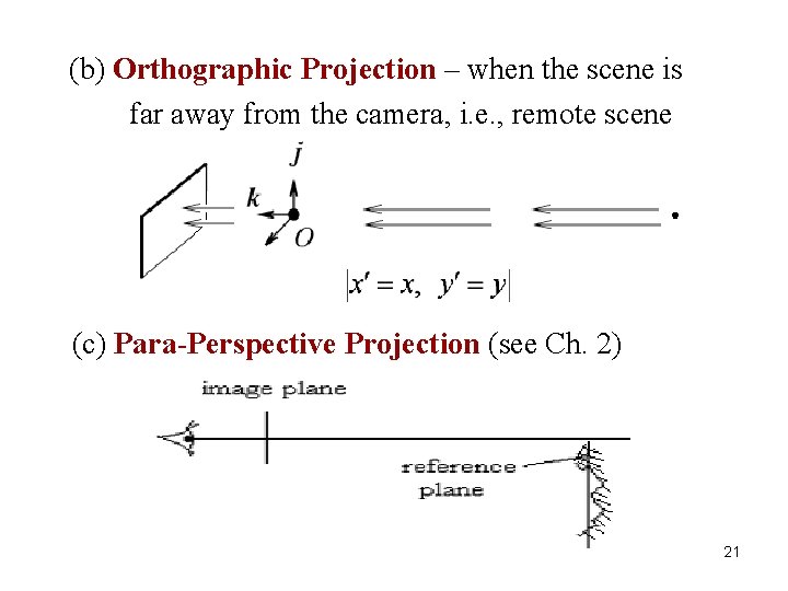 (b) Orthographic Projection – when the scene is far away from the camera, i.