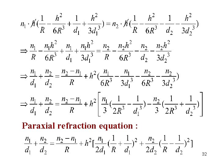 Paraxial refraction equation : 32 