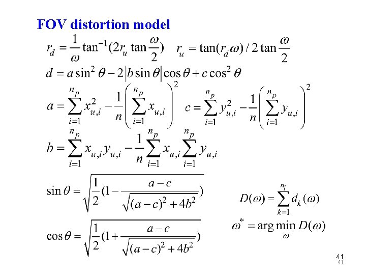 FOV distortion model 41 41 