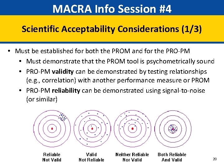 MACRA Info Session #4 Scientific Acceptability Considerations (1/3) • Must be established for both