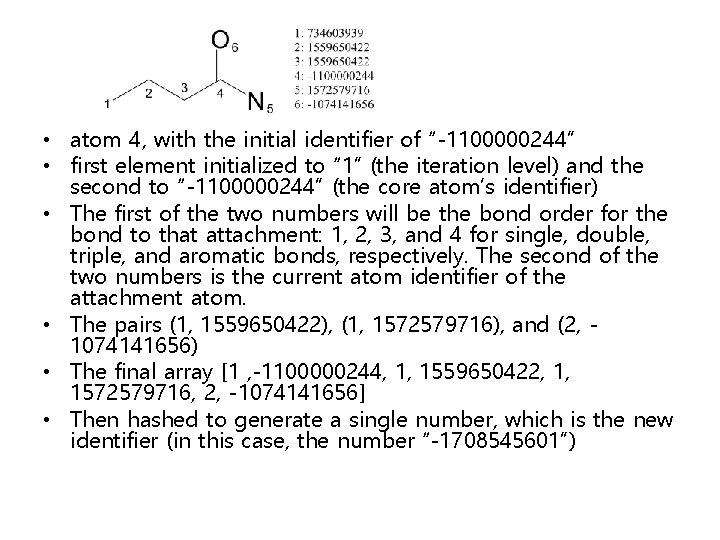 • atom 4, with the initial identifier of “-1100000244” • first element initialized • atom 4, with the initial identifier of “-1100000244” • first element initialized