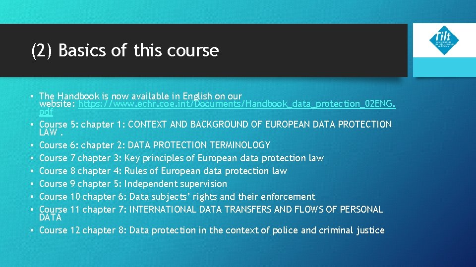 (2) Basics of this course • The Handbook is now available in English on (2) Basics of this course • The Handbook is now available in English on