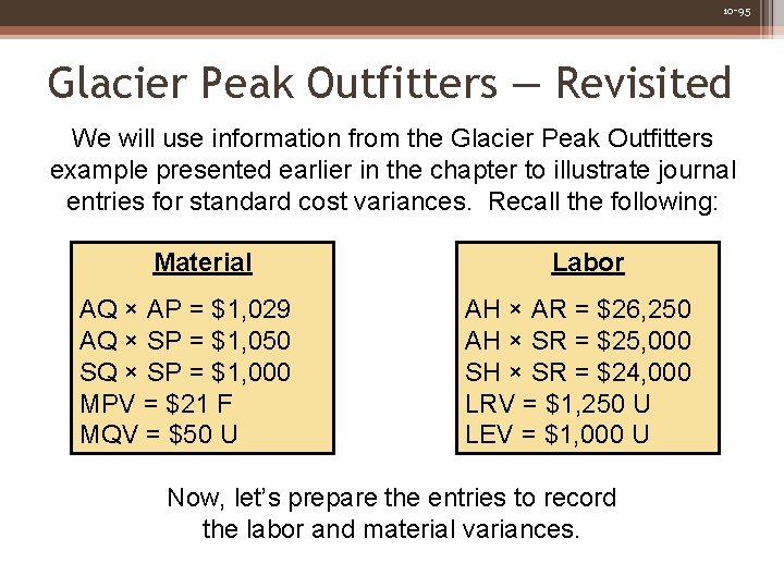 10 -95 Glacier Peak Outfitters ― Revisited We will use information from the Glacier