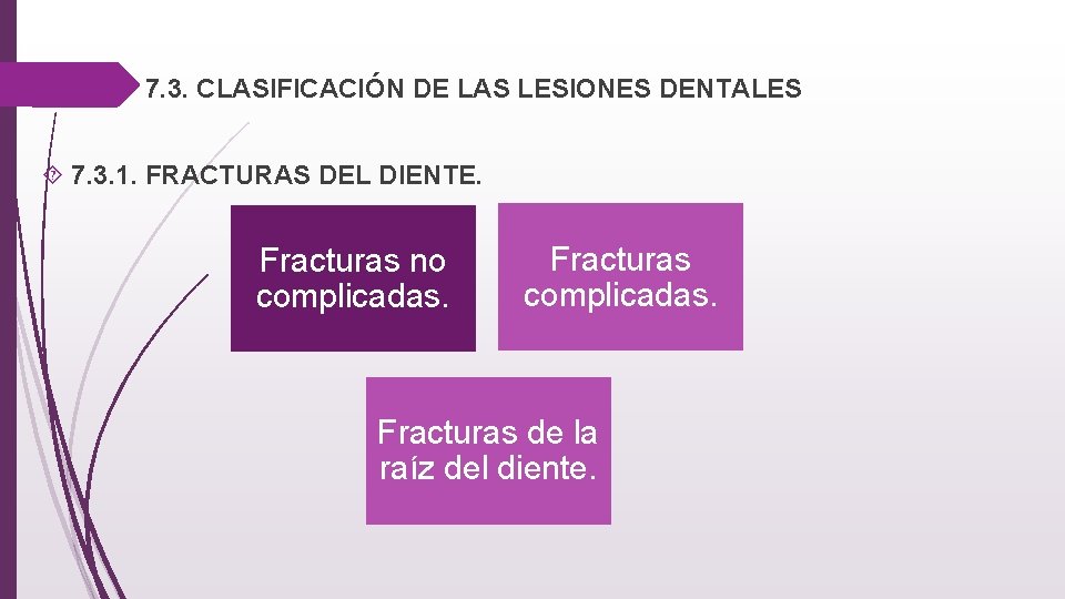  7. 3. CLASIFICACIÓN DE LAS LESIONES DENTALES 7. 3. 1. FRACTURAS DEL DIENTE.