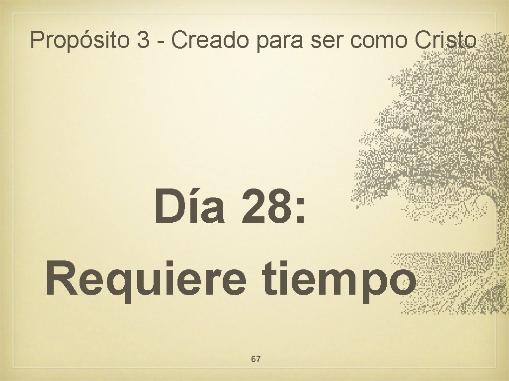 Propósito 3 - Creado para ser como Cristo Día 28: Requiere tiempo 67 