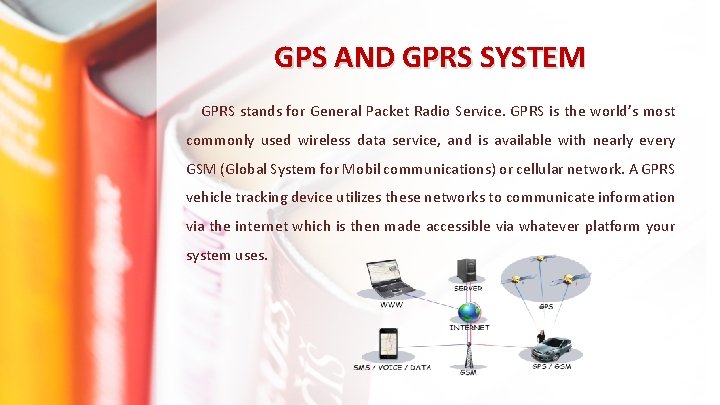 GPS AND GPRS SYSTEM GPRS stands for General Packet Radio Service. GPRS is the