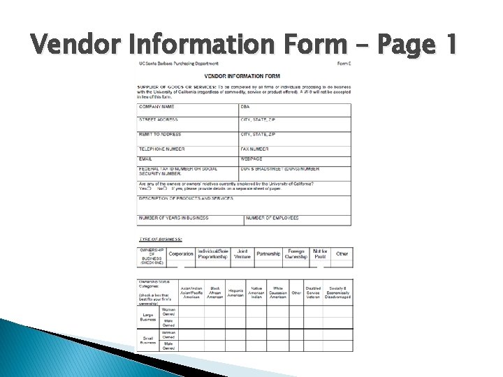 Vendor Information Form – Page 1 