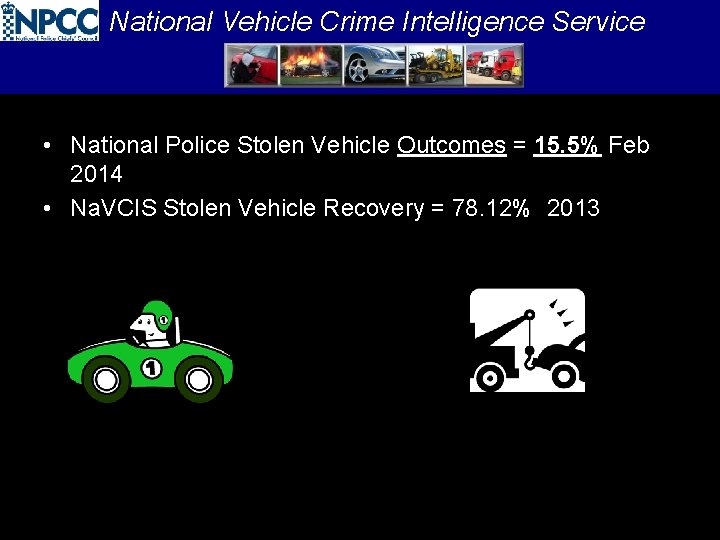 National Vehicle Crime Intelligence Service • National Police Stolen Vehicle Outcomes = 15. 5%