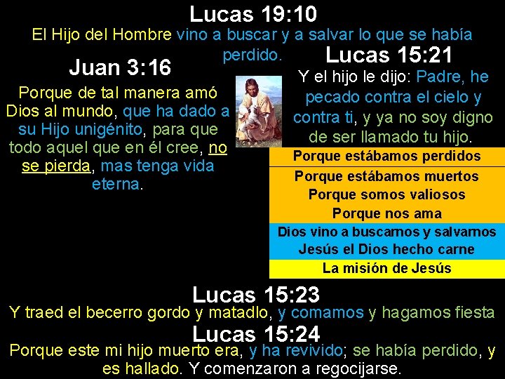 Lucas 19: 10 El Hijo del Hombre vino a buscar y a salvar lo