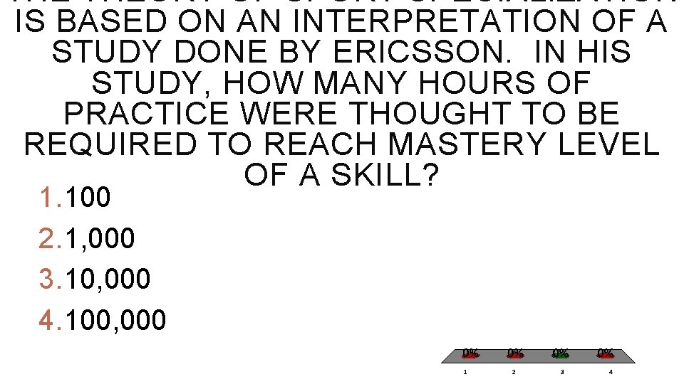 THE THEORY OF SPORT SPECIALIZATION IS BASED ON AN INTERPRETATION OF A STUDY DONE THE THEORY OF SPORT SPECIALIZATION IS BASED ON AN INTERPRETATION OF A STUDY DONE