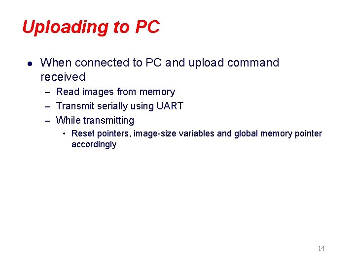 Uploading to PC l When connected to PC and upload command received – Read