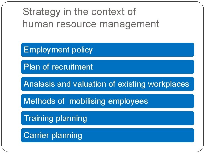 Strategy in the context of human resource management Employment policy Plan of recruitment Analasis Strategy in the context of human resource management Employment policy Plan of recruitment Analasis