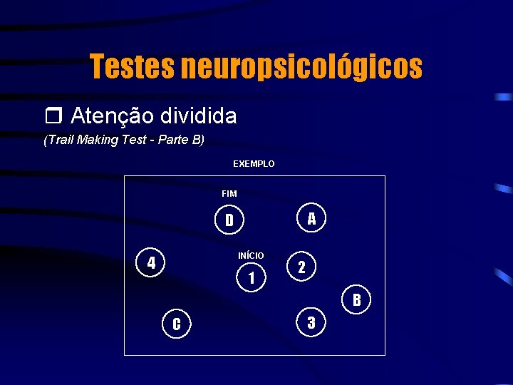 Testes neuropsicológicos r Atenção dividida (Trail Making Test - Parte B) EXEMPLO FIM A