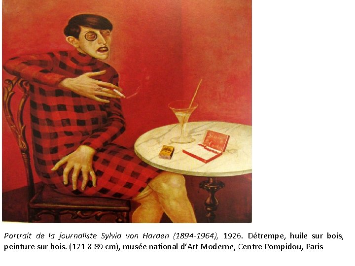 Portrait de la journaliste Sylvia von Harden (1894 -1964), 1926. Détrempe, huile sur bois,