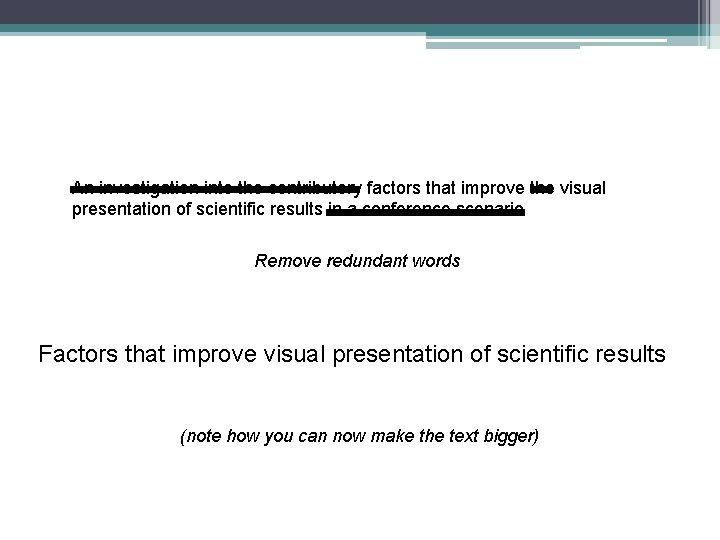 An investigation into the contributory factors that improve the visual presentation of scientific results