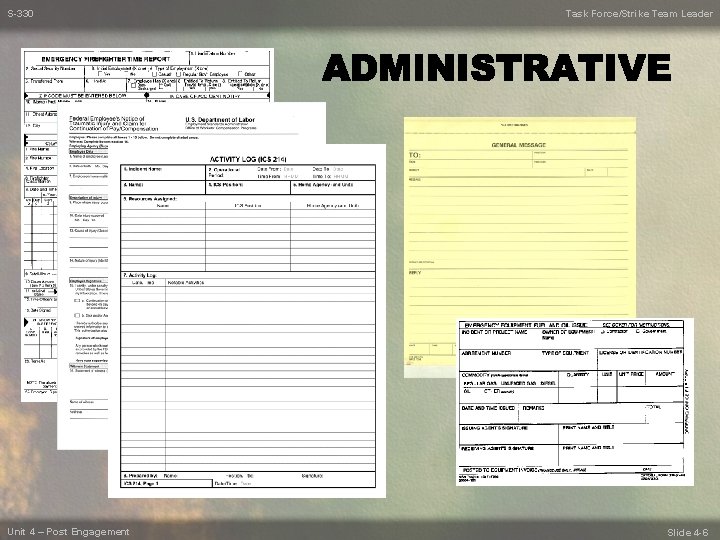 S-330 Unit 4 – Post Engagement Task Force/Strike Team Leader Slide 4 -6 