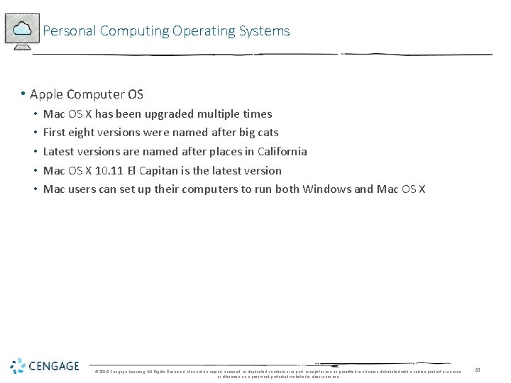 Personal Computing Operating Systems • Apple Computer OS • • • Mac OS X