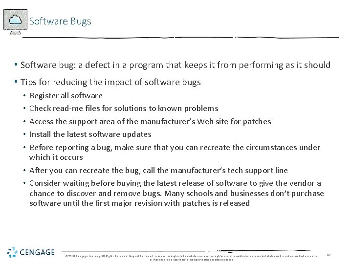 Software Bugs • Software bug: a defect in a program that keeps it from