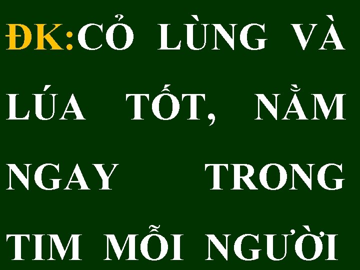 ĐK: CỎ LÙNG VÀ LÚA TỐT, NẰM NGAY TRONG TIM MỖI NGƯỜI 