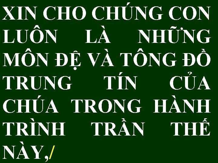 XIN CHO CHÚNG CON LUÔN LÀ NHỮNG MÔN ĐỆ VÀ TÔNG ĐỒ TRUNG TÍN