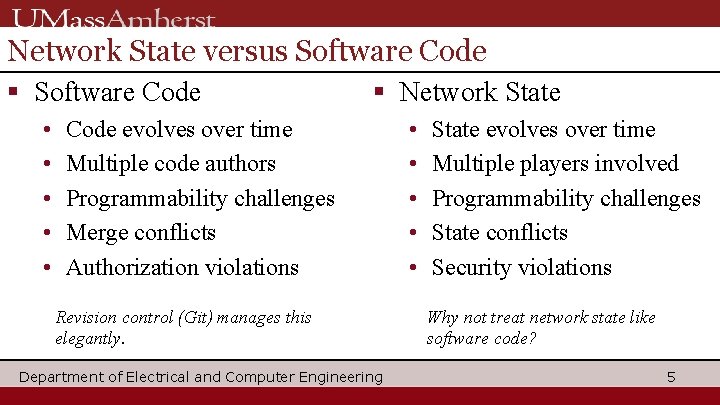 Network State versus Software Code § Software Code • • • § Network State