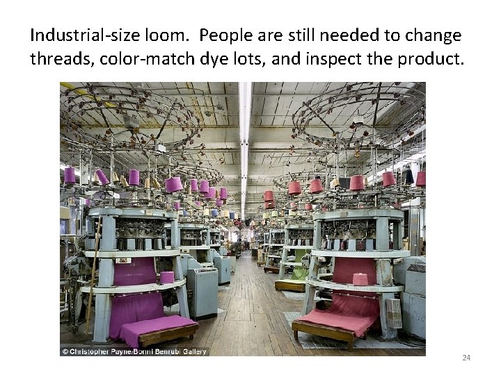 Industrial-size loom. People are still needed to change threads, color-match dye lots, and inspect