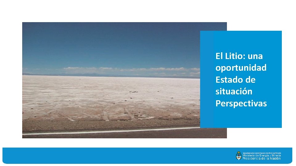 El Litio: una oportunidad Estado de situación Perspectivas 