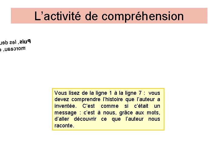 L’activité de compréhension ed sel , siu. P , uaecrom Vous lisez de la