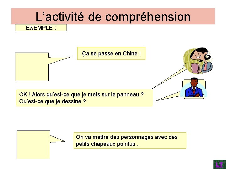 L’activité de compréhension EXEMPLE : Ça se passe en Chine ! OK ! Alors