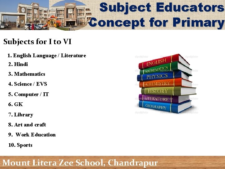 Subject Educators Concept for Primary Subjects for I to VI 1. English Language /