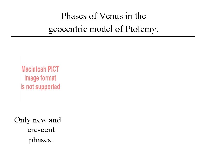 Phases of Venus in the geocentric model of Ptolemy. Only new and crescent phases.