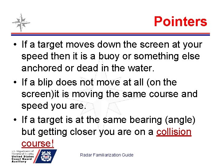 Pointers • If a target moves down the screen at your speed then it