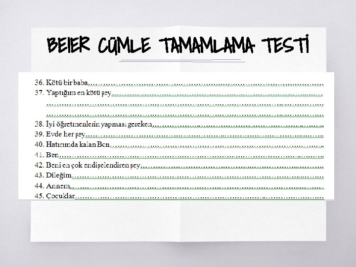 BEIER CÜMLE TAMAMLAMA TESTİ ▧? 