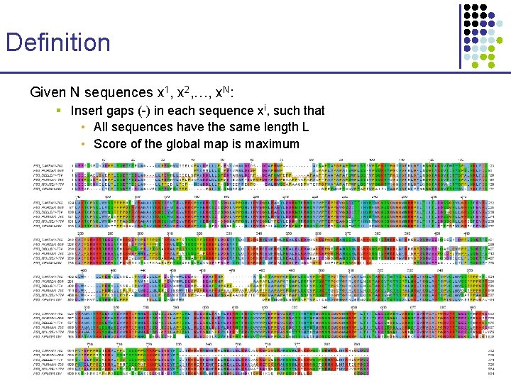 Definition Given N sequences x 1, x 2, …, x. N: § Insert gaps