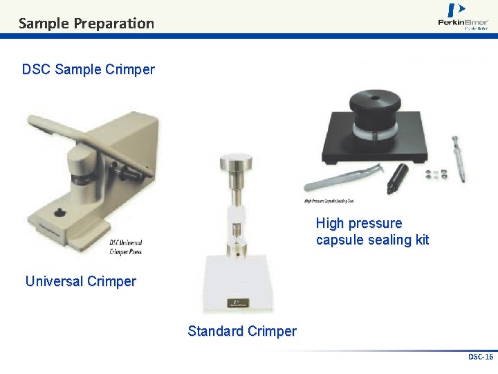 Sample Preparation DSC Sample Crimper High pressure capsule sealing kit Universal Crimper Standard Crimper
