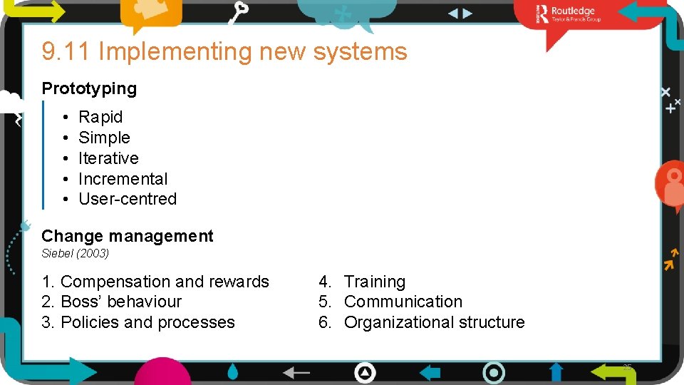 9. 11 Implementing new systems Prototyping • • • Rapid Simple Iterative Incremental User-centred