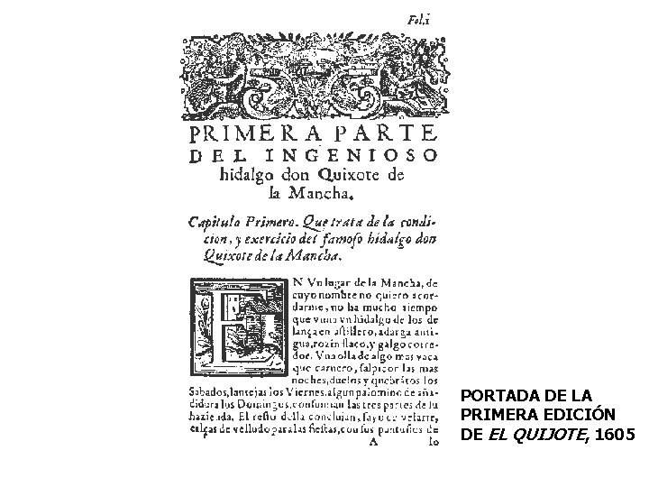PORTADA DE LA PRIMERA EDICIÓN DE EL QUIJOTE, 1605 