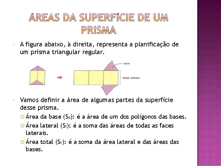  A figura abaixo, à direita, representa a planificação de um prisma triangular regular.