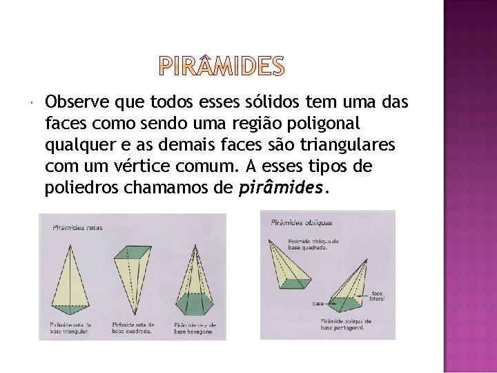  Observe que todos esses sólidos tem uma das faces como sendo uma região