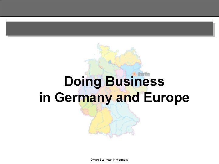 Doing Business in Germany and Europe Doing Business in Germany 