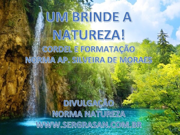 UM BRINDE A NATUREZA! CORDEL E FORMATAÇÃO NORMA AP. SILVEIRA DE MORAES DIVULGAÇÃO NORMA