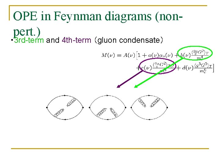 OPE in Feynman diagrams (nonpert. ) ・ 3 rd-term and 4 th-term （gluon condensate）