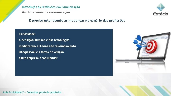 Introdução às Profissões em Comunicação As dimensões da comunicação É preciso estar atento às