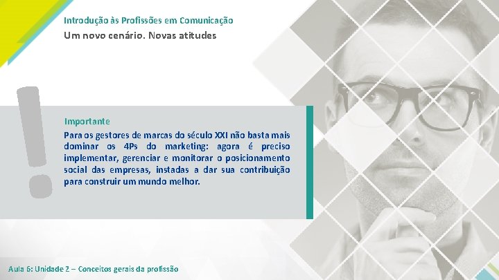 Introdução às Profissões em Comunicação Um novo cenário. Novas atitudes ! Importante Para os