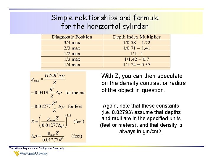 Simple relationships and formula for the horizontal cylinder With Z, you can then speculate