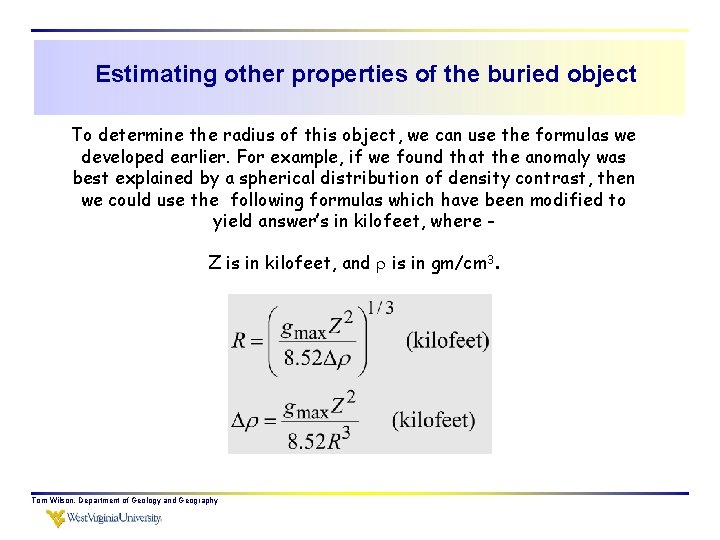 Estimating other properties of the buried object To determine the radius of this object,