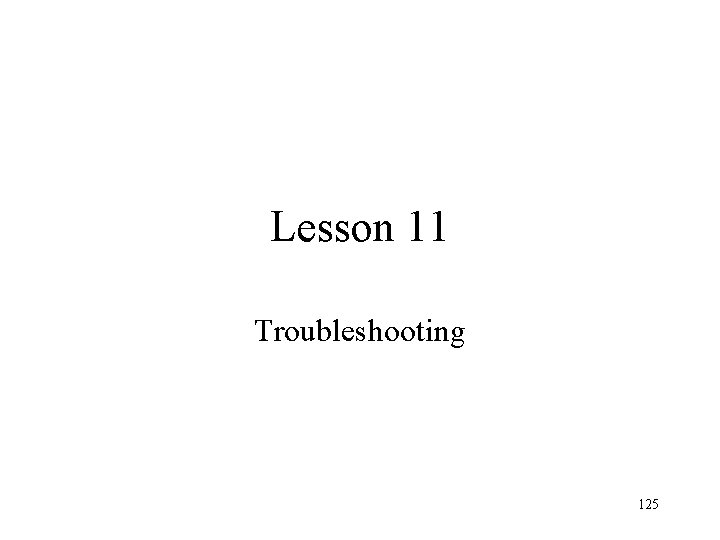 Lesson 11 Troubleshooting 125 