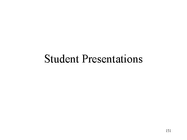 Student Presentations 151 