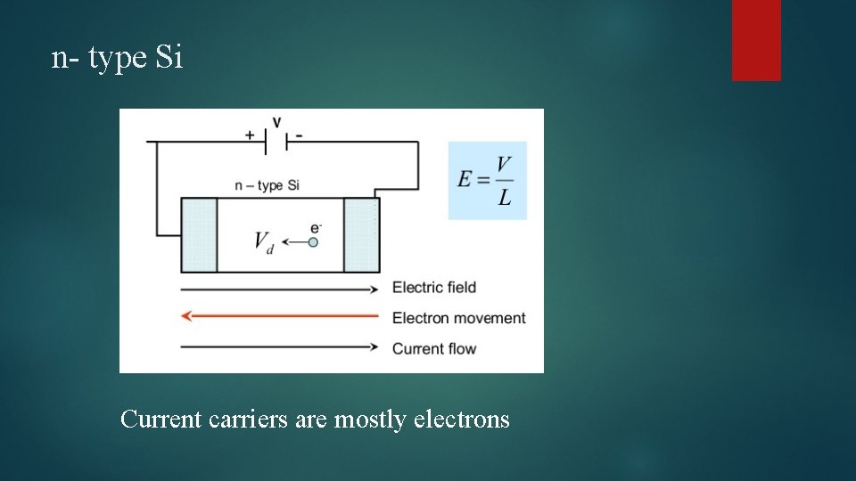 n- type Si Current carriers are mostly electrons 