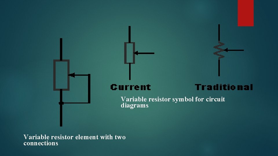 Variable resistor symbol for circuit diagrams Variable resistor element with two connections 